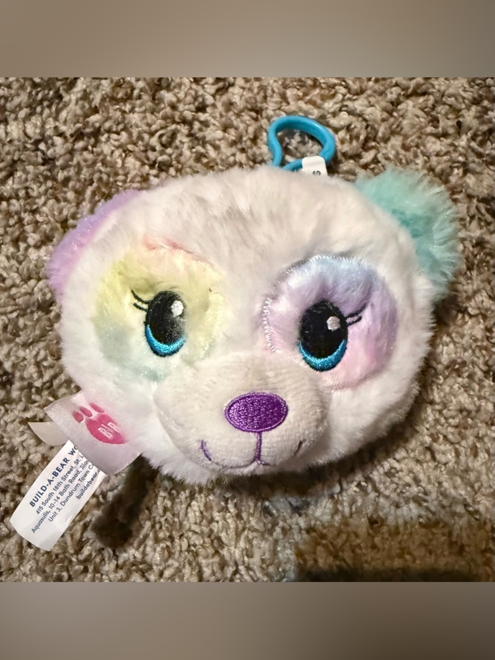 Plush Rainbow Bear Face Coin Purse